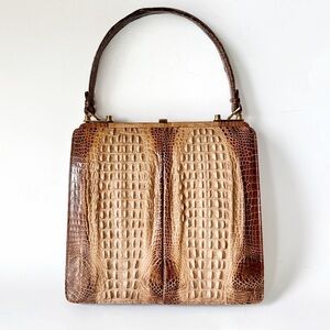 Vintage 120 Jahre Leder Schüler Crocodile Skin Bag